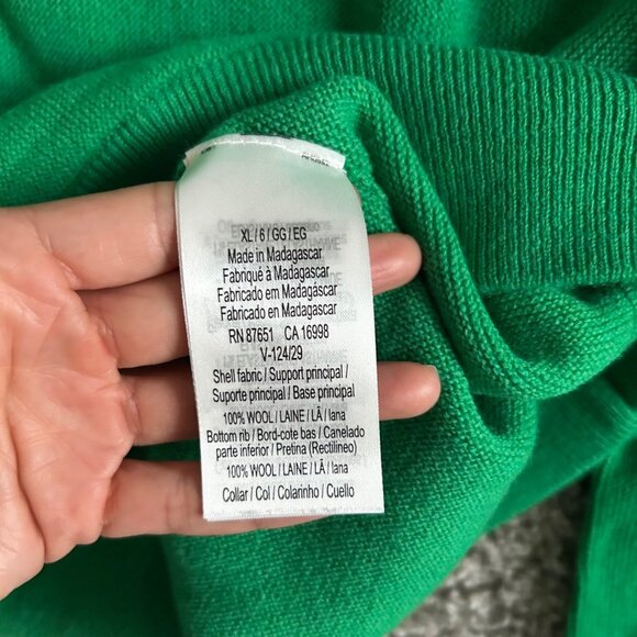 Lacoste Mens XL Relaxed Fit Green Wool Polo Casual Sweater Buttoned Collar - Picture 7 of 9